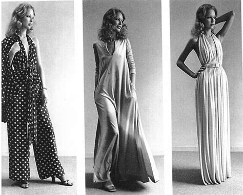 halston 1970s gowns sillhouette change.